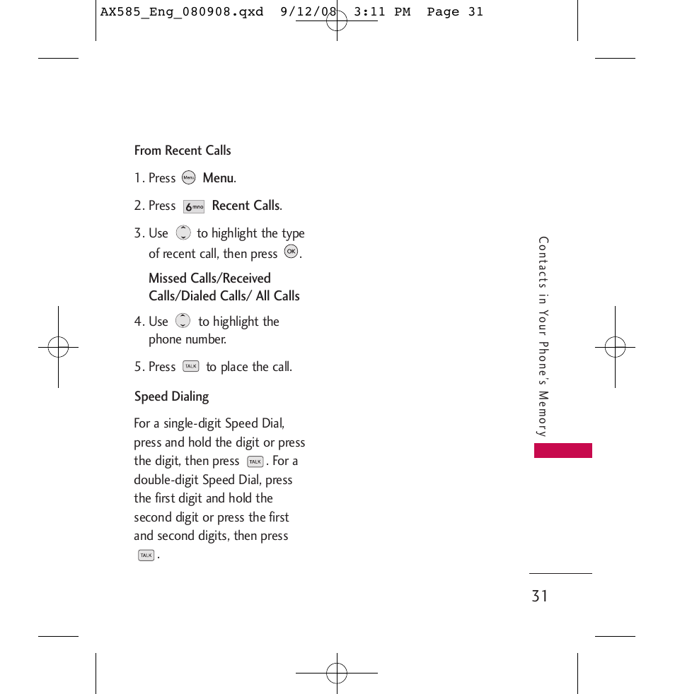 LG LGAX585 User Manual | Page 31 / 119