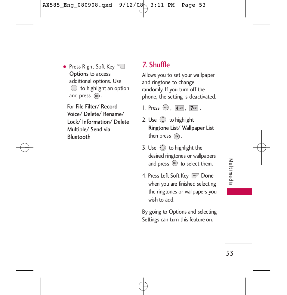 Shuffle | LG LGAX585 User Manual | Page 53 / 119