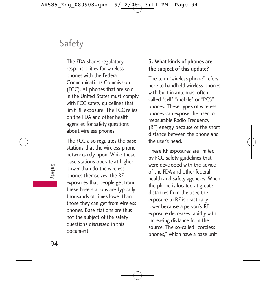 Safety | LG LGAX585 User Manual | Page 94 / 119