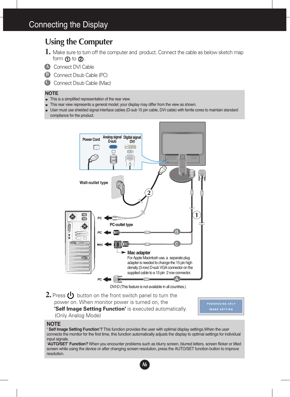 Using the computer, Connecting the display | LG L1942T-BF User Manual | Page 7 / 24