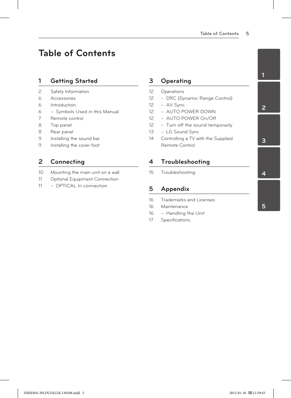 LG NB2030A User Manual | Page 5 / 18