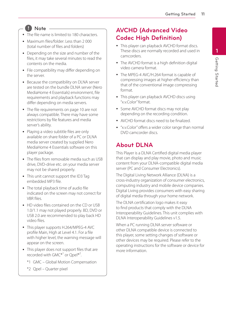 Avchd (advanced video codec high definition), About dlna | LG LHB336 User Manual | Page 11 / 74