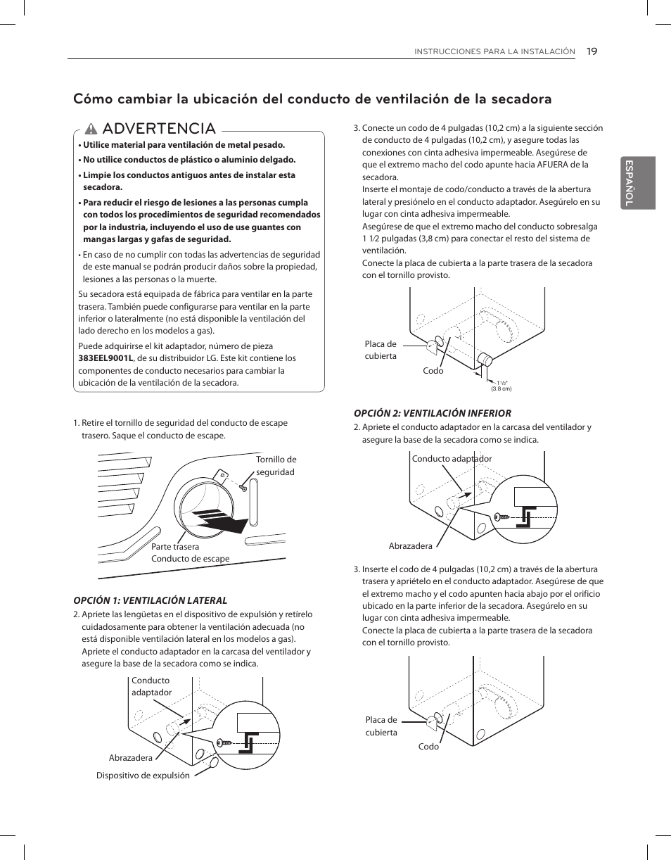 Advertencia | LG DLGX8001V User Manual | Page 67 / 100
