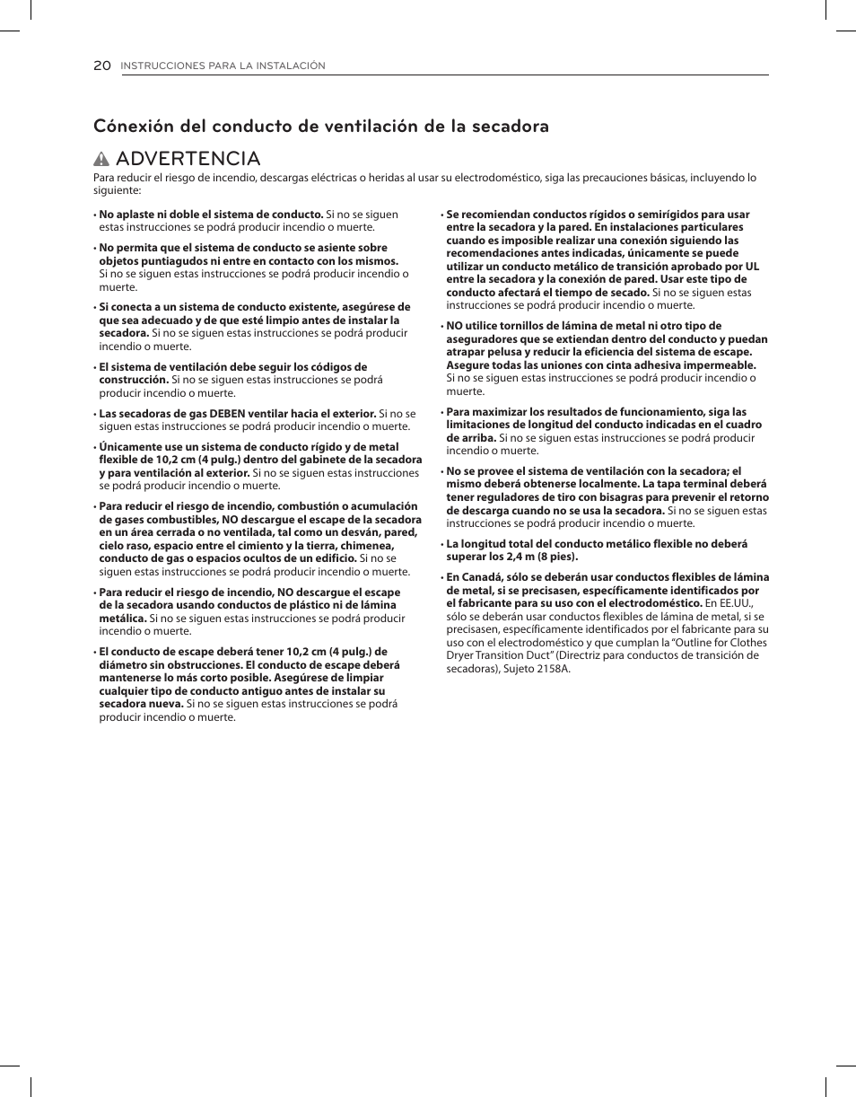 Advertencia | LG DLGX8001V User Manual | Page 68 / 100