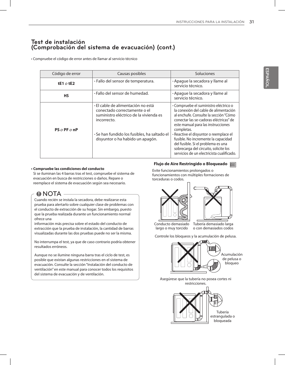 Nota | LG DLGX8001V User Manual | Page 79 / 100