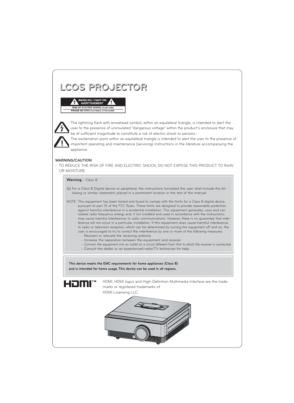 Lcos projector | LG CF3DAT User Manual | Page 2 / 60