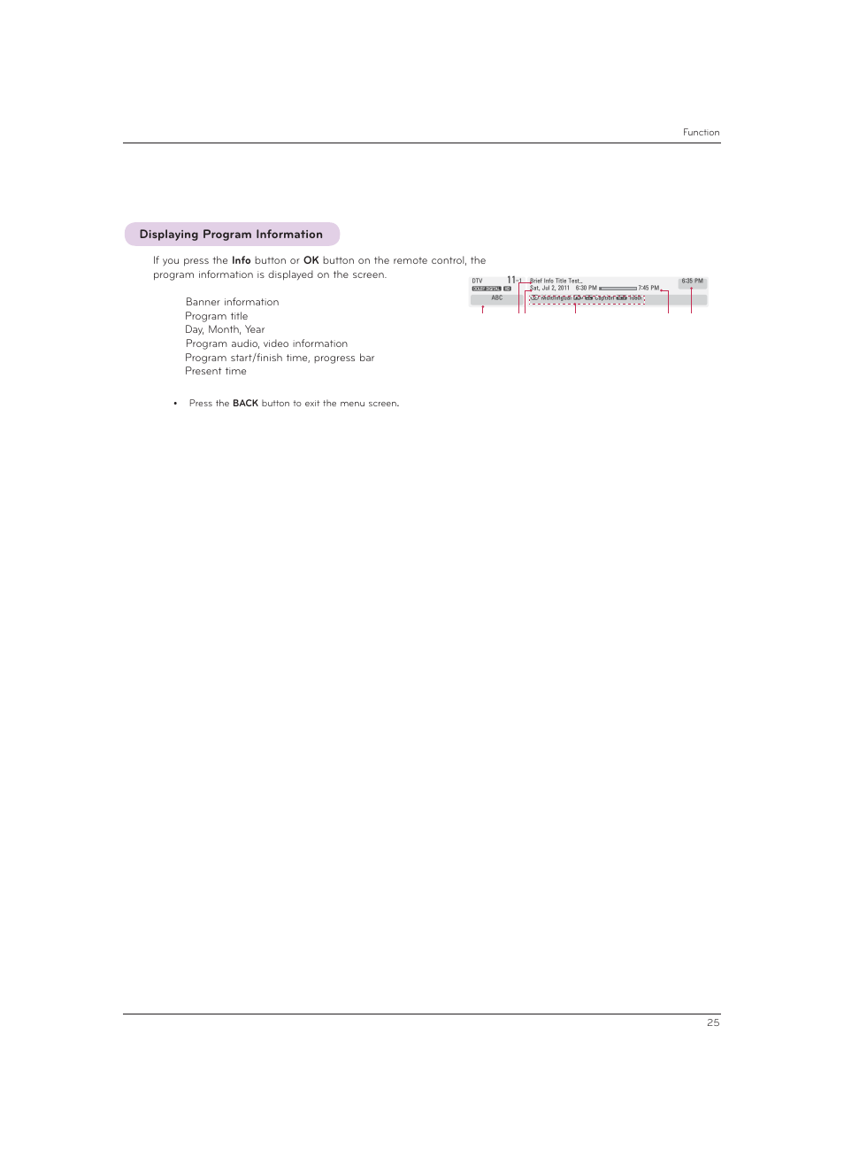 Displaying program information | LG CF3DAT User Manual | Page 25 / 60
