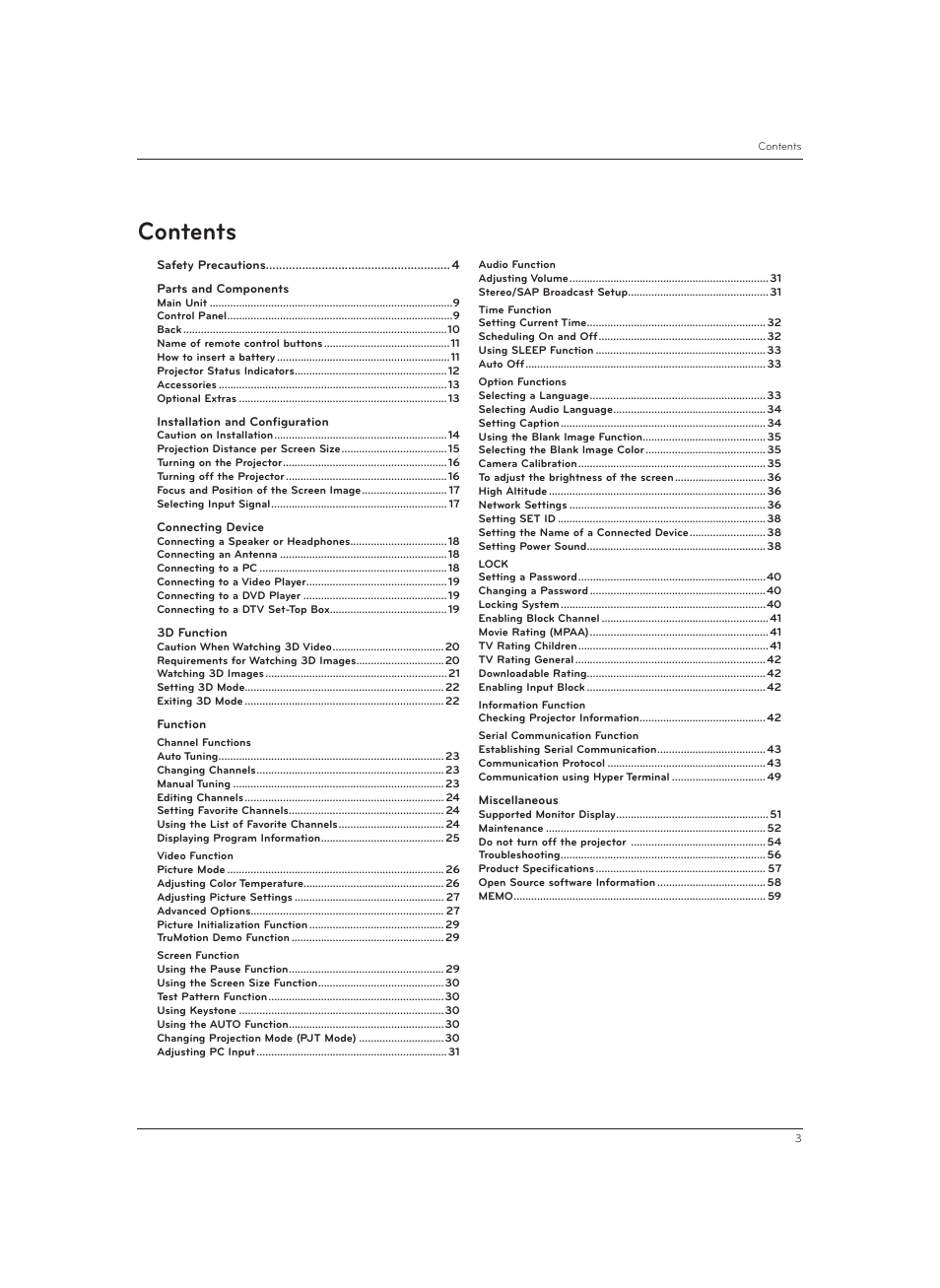 LG CF3DAT User Manual | Page 3 / 60