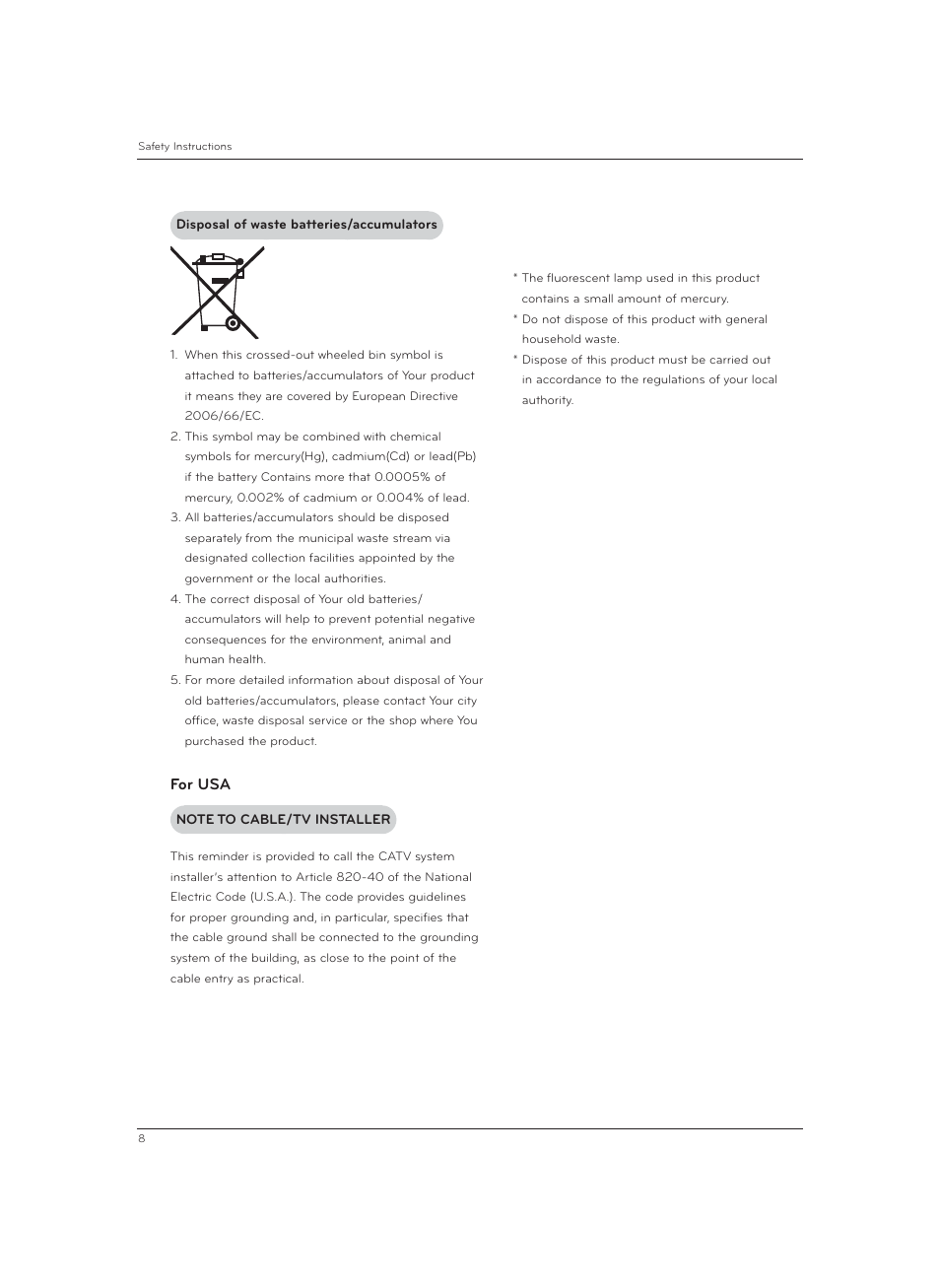 LG CF3DAT User Manual | Page 8 / 60
