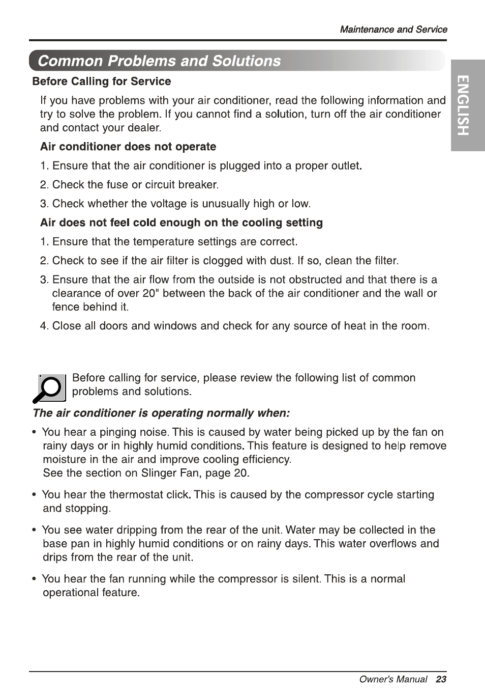 Common problems and solutions | LG LW1010ER User Manual | Page 23 / 52
