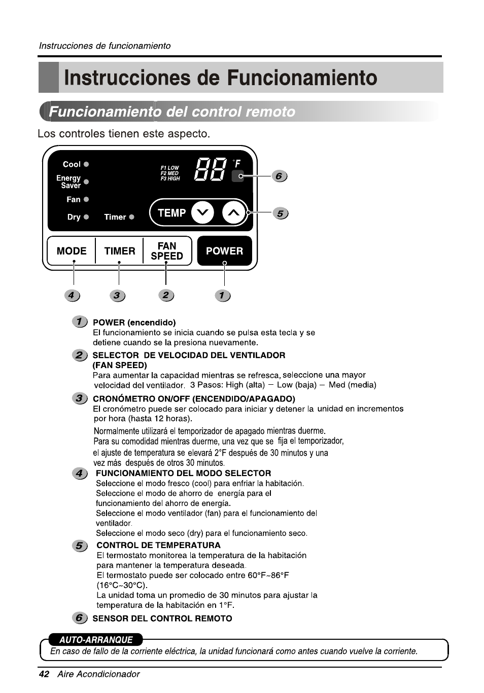 Instrucciones de funcionamiento, Funcionamiento dei controi remoto, V u v | LG LW1010ER User Manual | Page 42 / 52