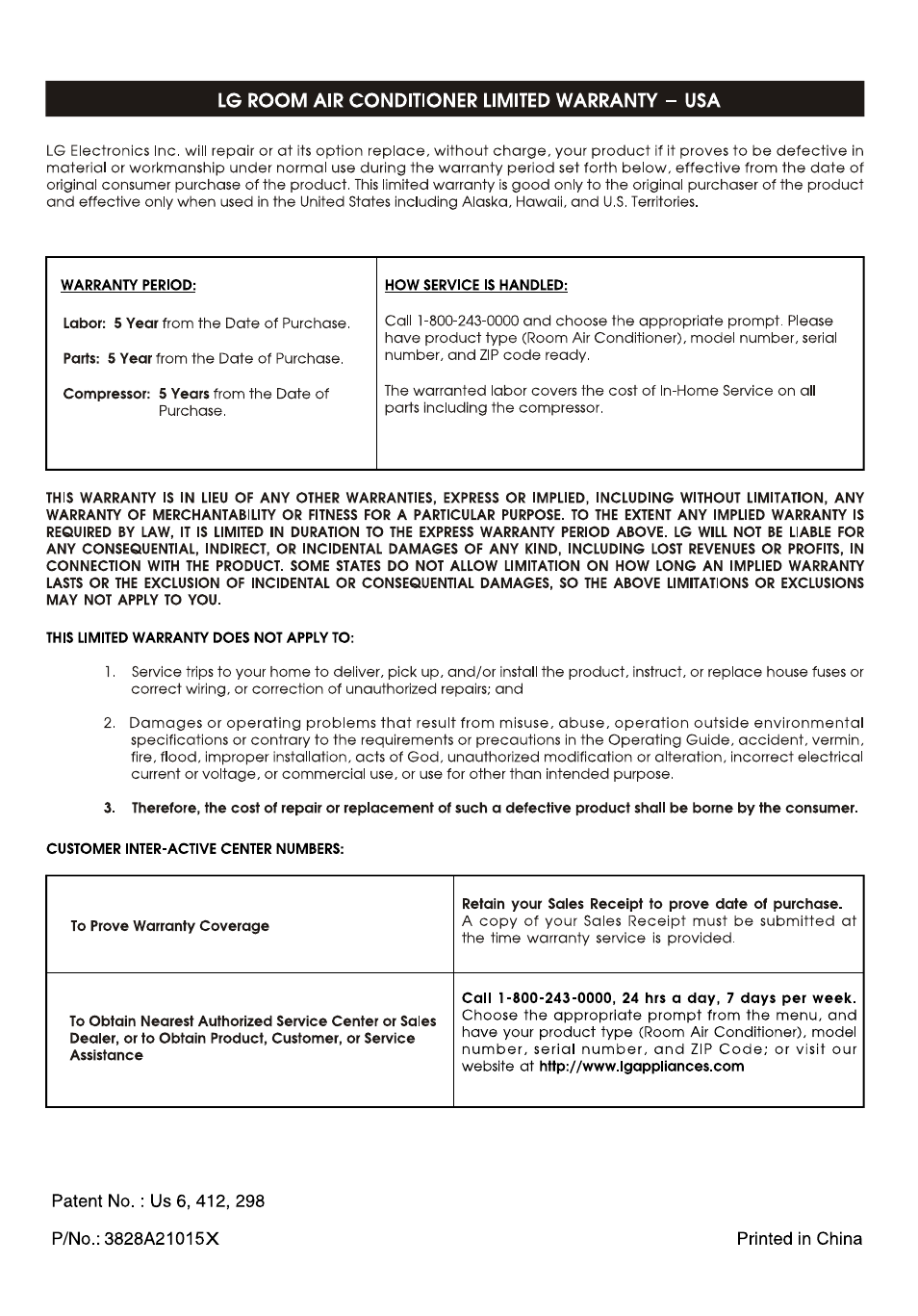 LG LW1010ER User Manual | Page 52 / 52