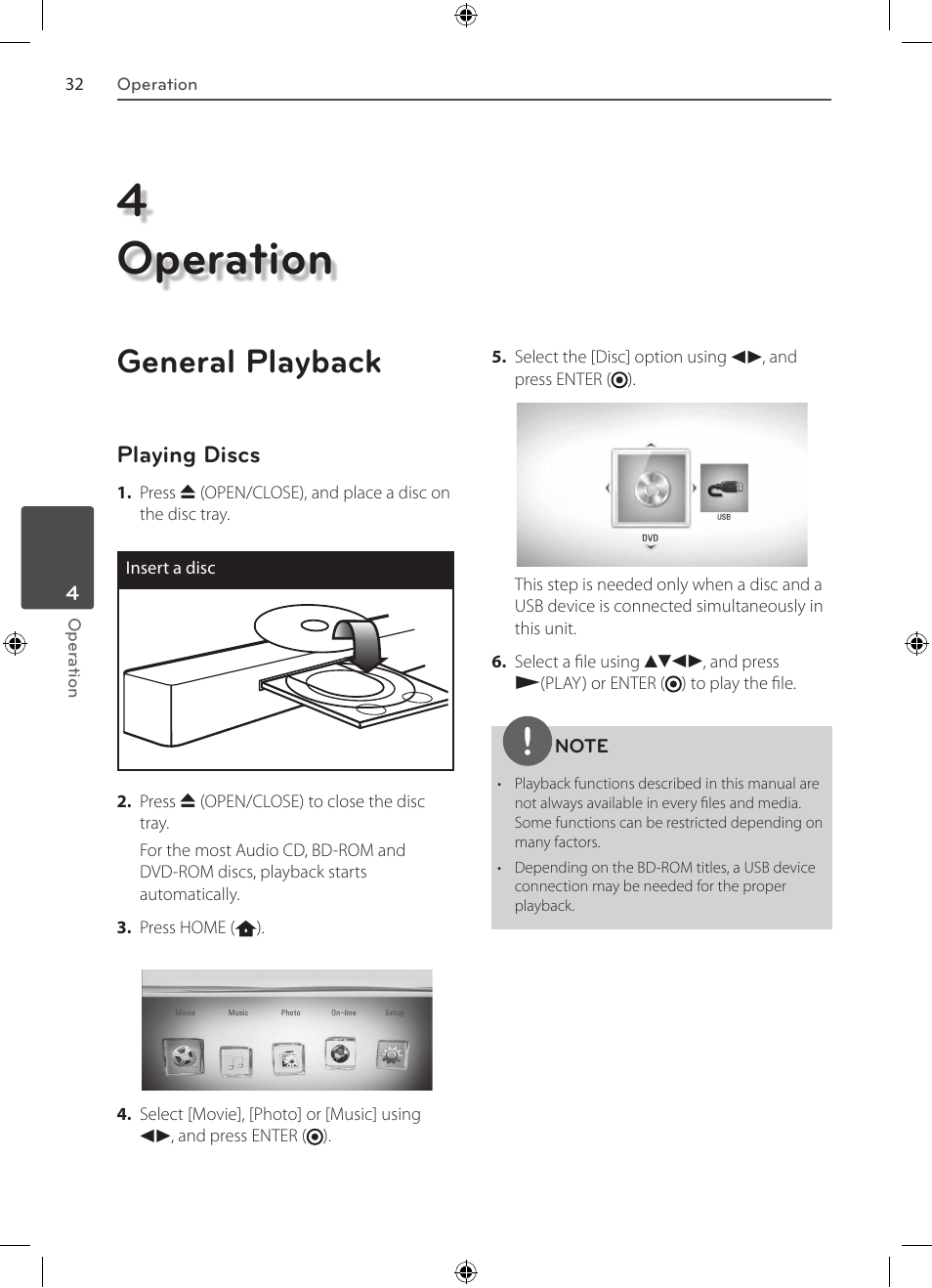 4operation, General playback | LG BD530 User Manual | Page 32 / 72