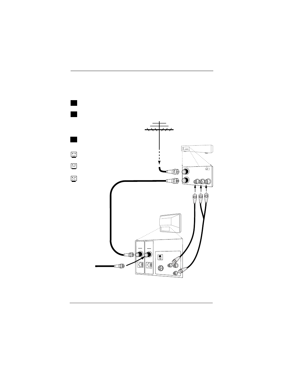 Hook up an off air antenna with vcr 1 2, Over-the-air antenna with vcr | LG H20J54DT User Manual | Page 10 / 60