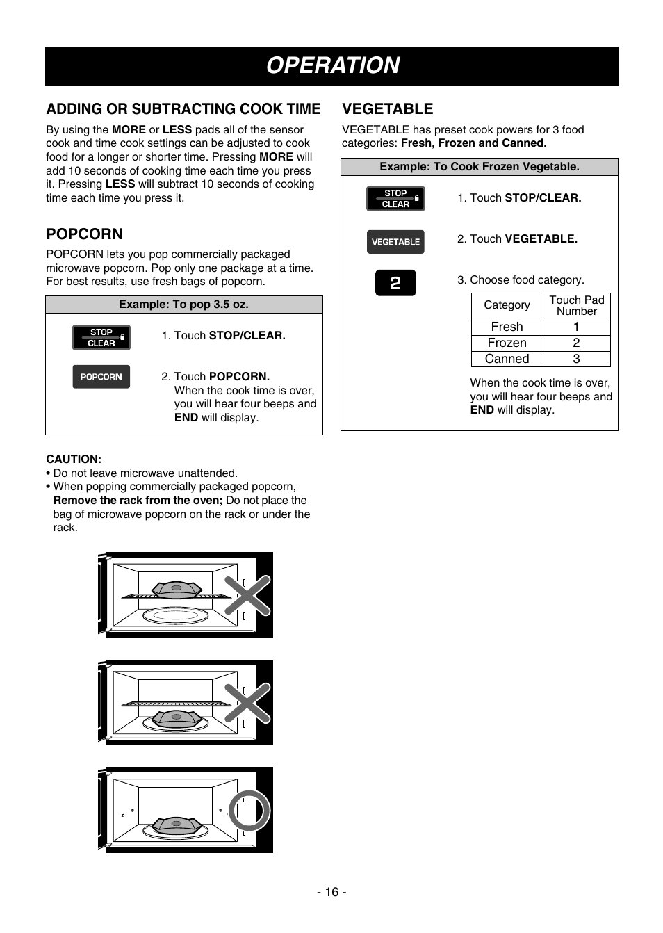 Operation | LG MV1604ST User Manual | Page 16 / 32
