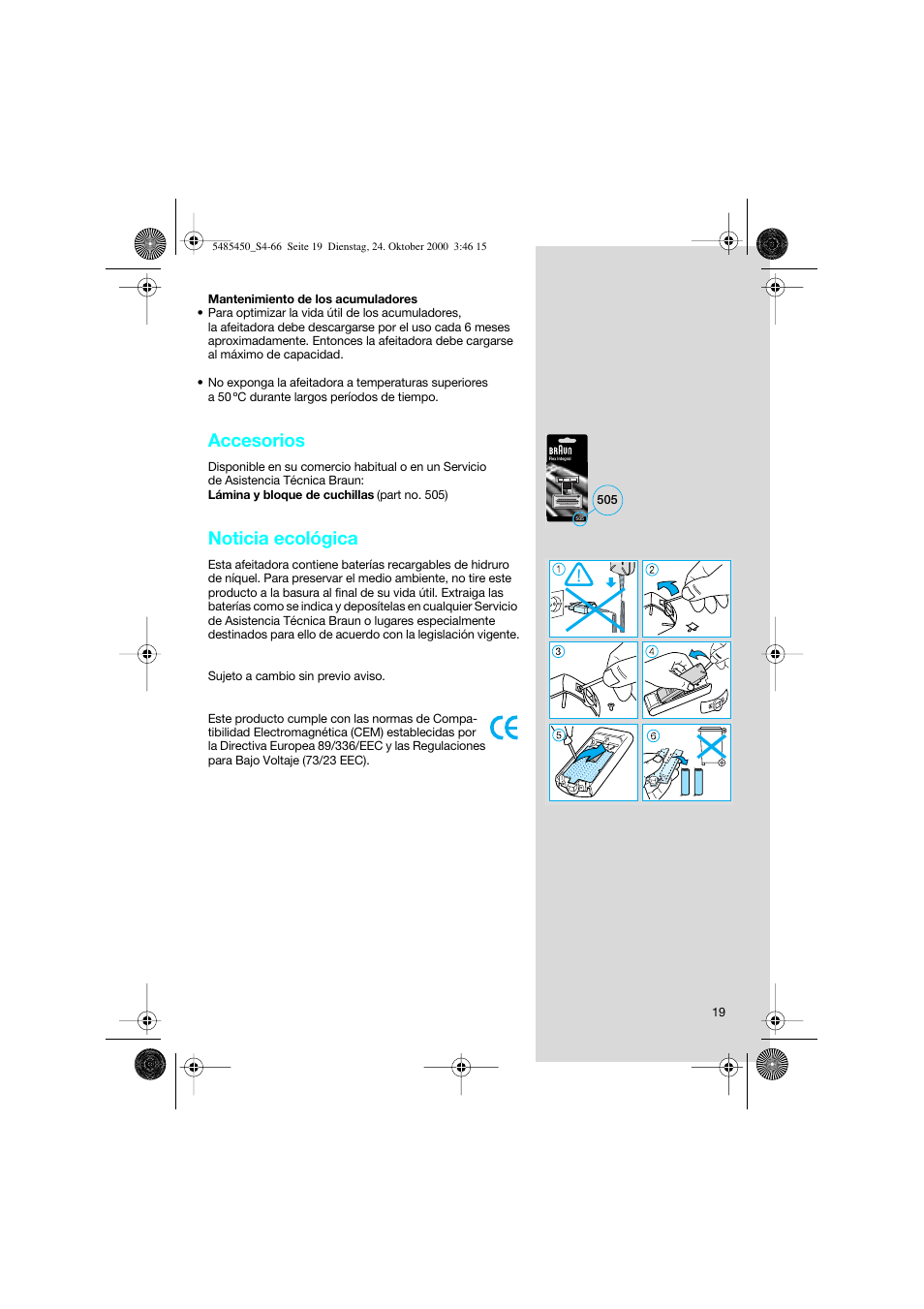 Accesorios, Noticia ecológica | Braun 5441 Flex Integral System User Manual | Page 19 / 66