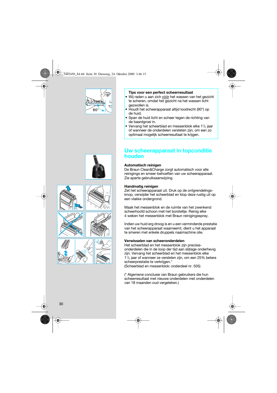 Uw scheerapparaat in topconditie houden | Braun 5441 Flex Integral System User Manual | Page 30 / 66