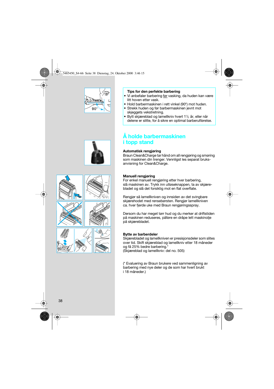 Å holde barbermaskinen i topp stand | Braun 5441 Flex Integral System User Manual | Page 38 / 66