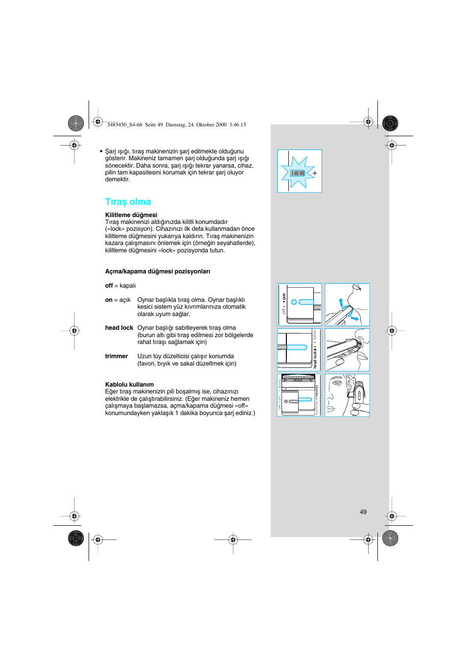 Tıraµ olma | Braun 5441 Flex Integral System User Manual | Page 49 / 66