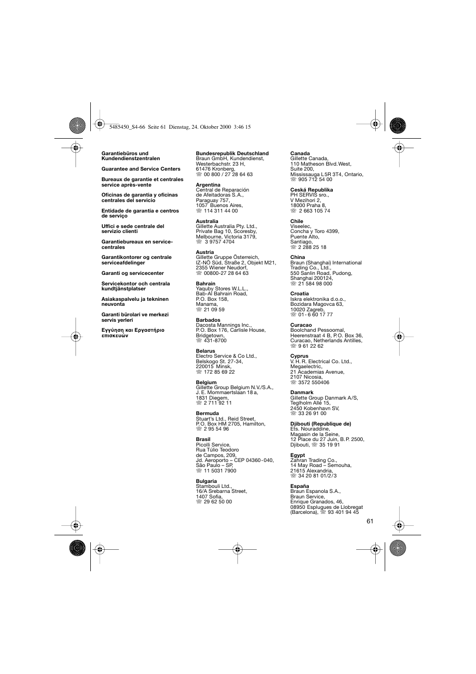 Braun 5441 Flex Integral System User Manual | Page 61 / 66
