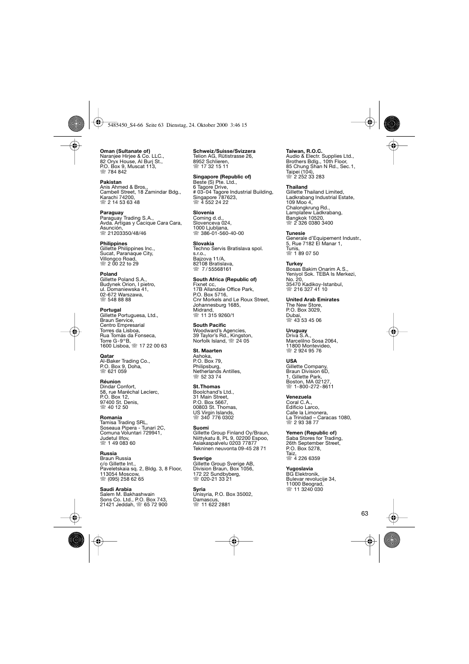 Braun 5441 Flex Integral System User Manual | Page 63 / 66