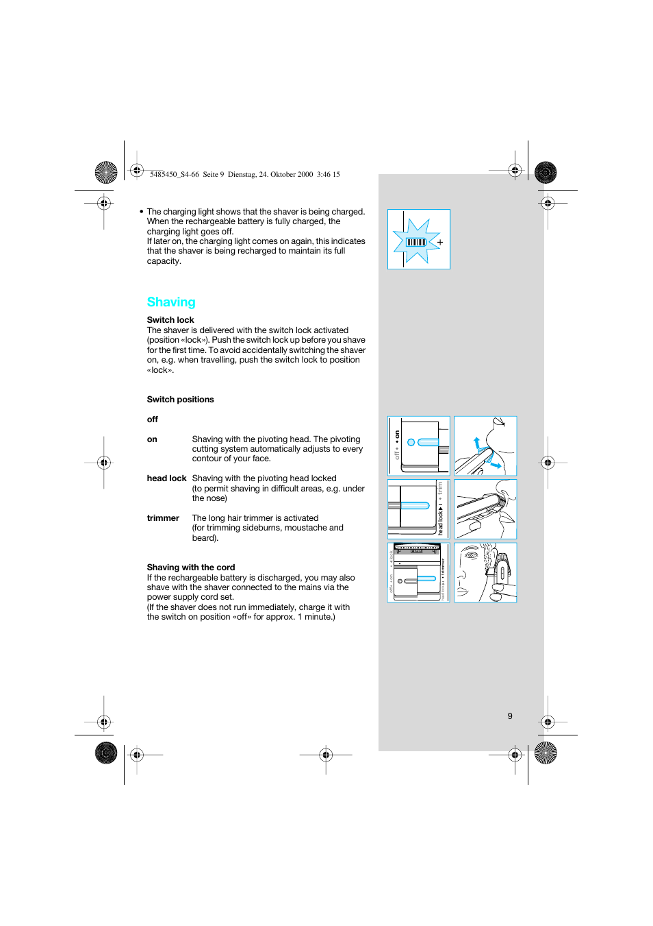 Shaving | Braun 5441 Flex Integral System User Manual | Page 9 / 66