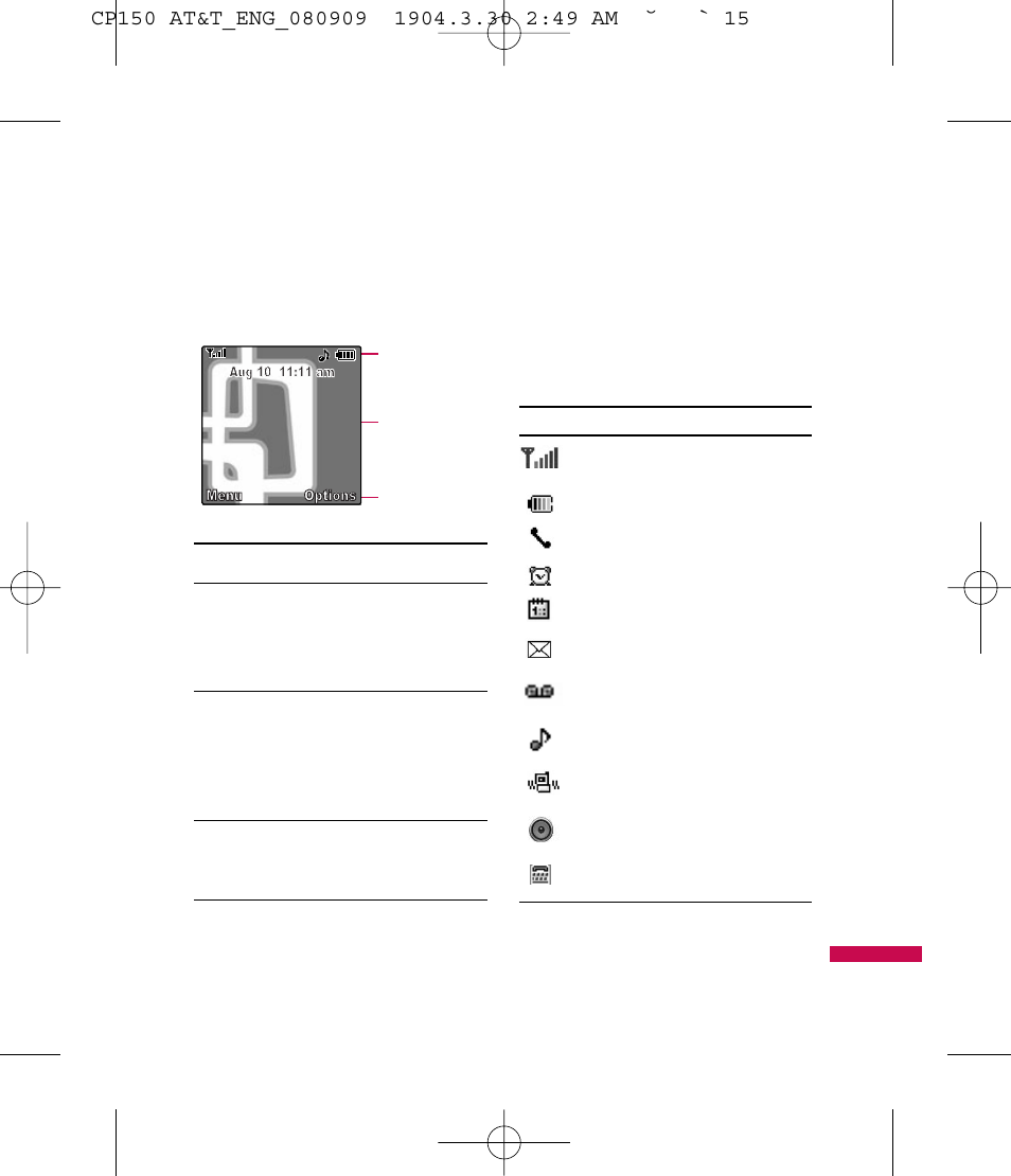 Your phone, 15 display information | LG CP150 User Manual | Page 19 / 242