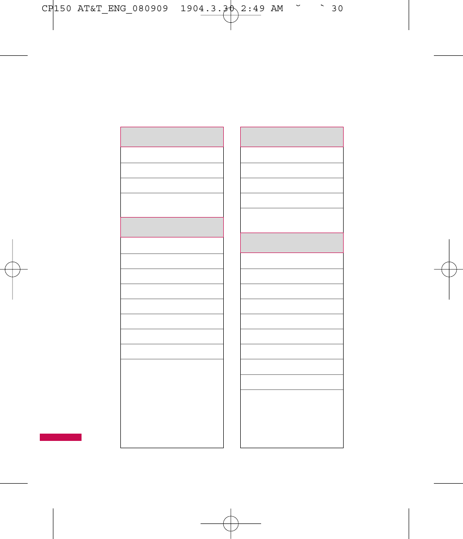 Menu tree | LG CP150 User Manual | Page 34 / 242