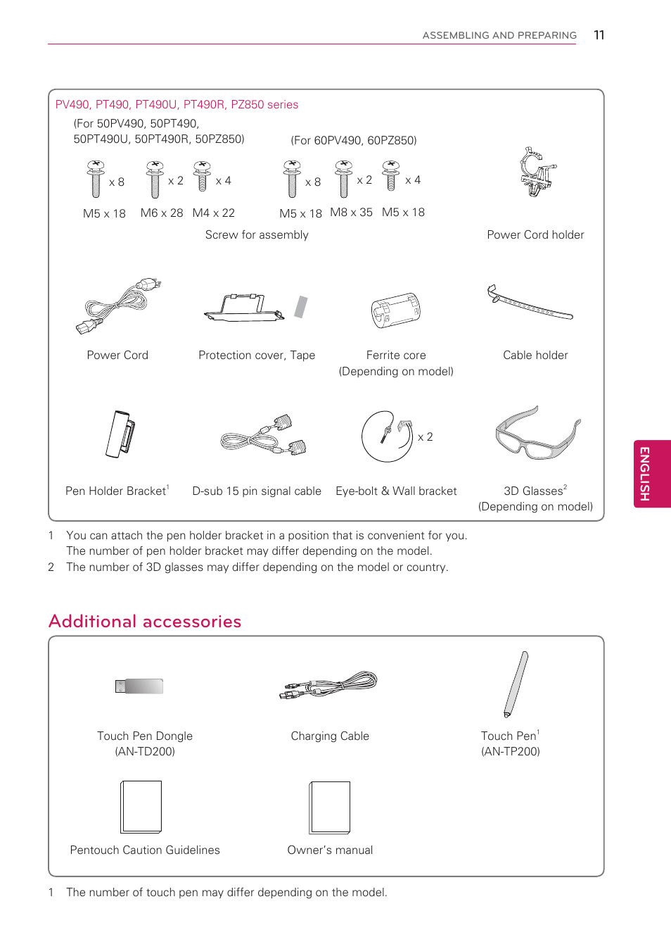 Additional accessories | LG 50PV490 User Manual | Page 11 / 122