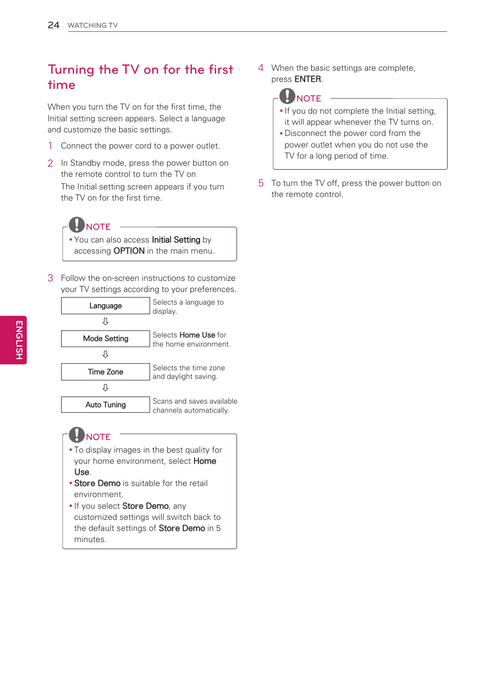 Turning the tv on for the first time | LG 50PV490 User Manual | Page 24 / 122