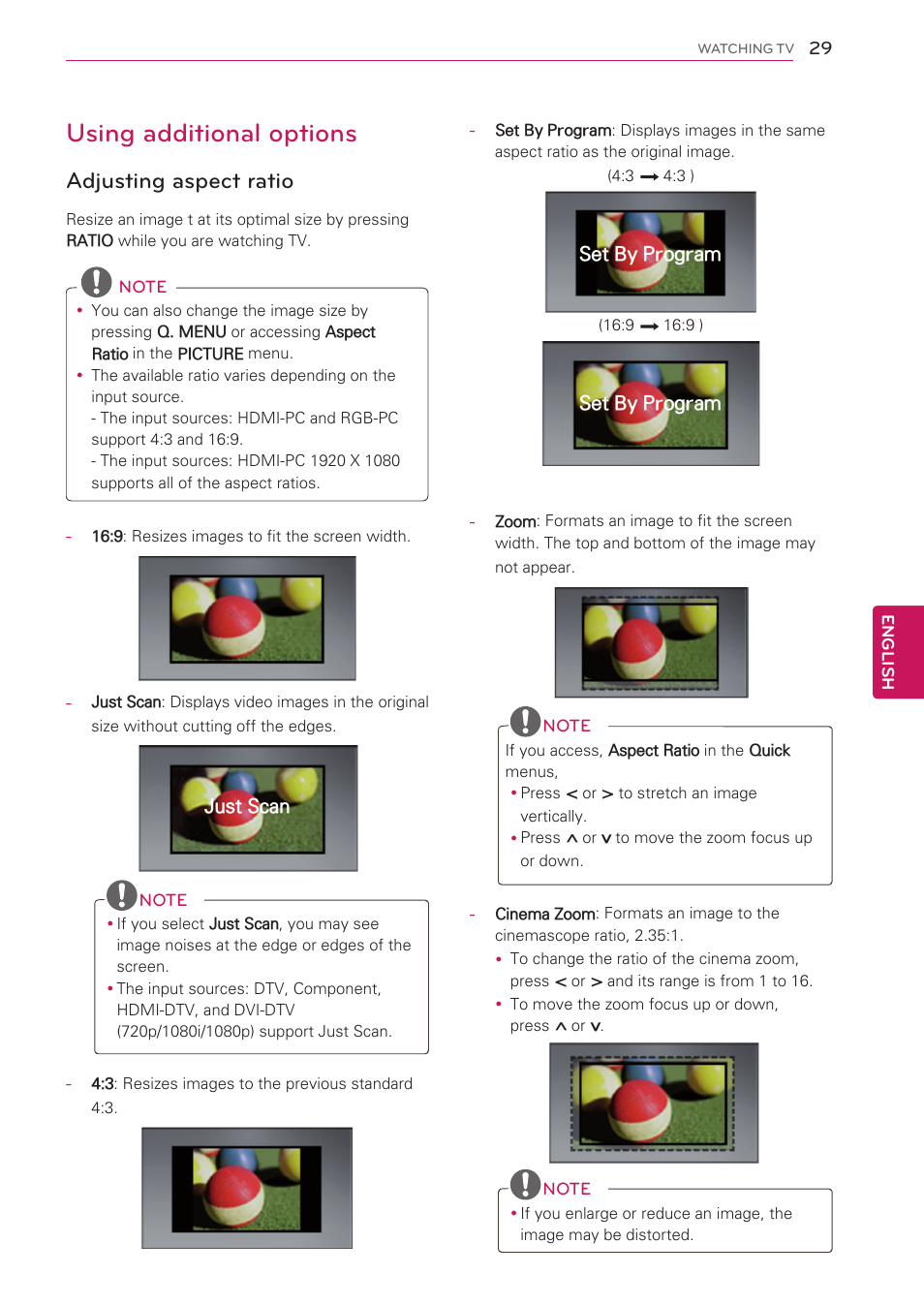 Using additional options, Adjusting aspect ratio | LG 50PV490 User Manual | Page 29 / 122