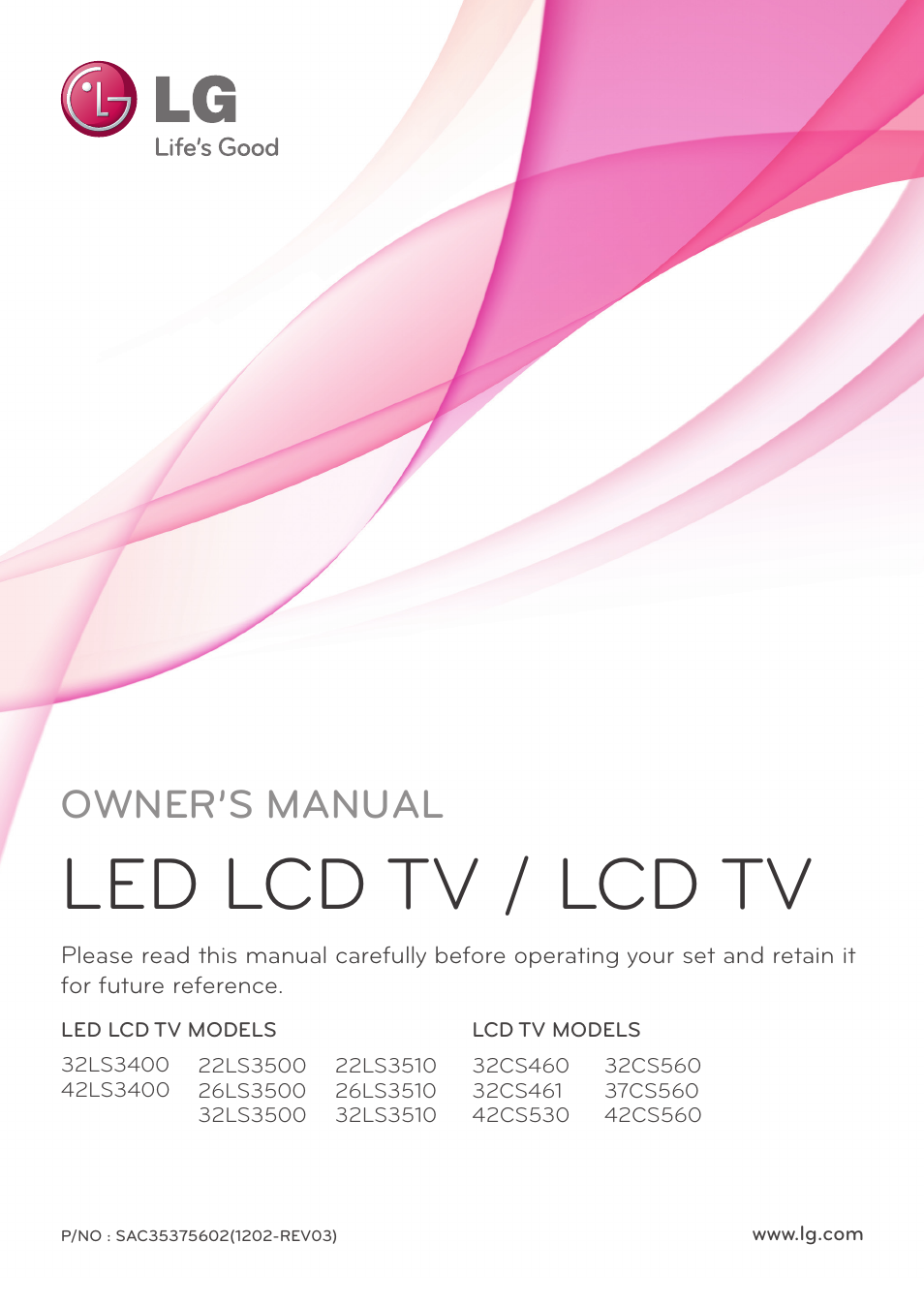 LG 42CS560 User Manual | 67 pages