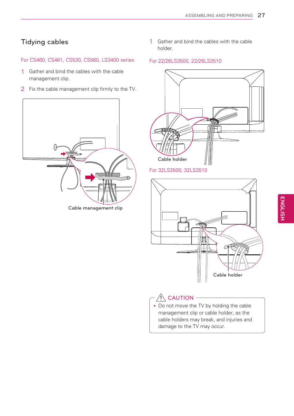 Tidying cables, See p.27) | LG 42CS560 User Manual | Page 27 / 67