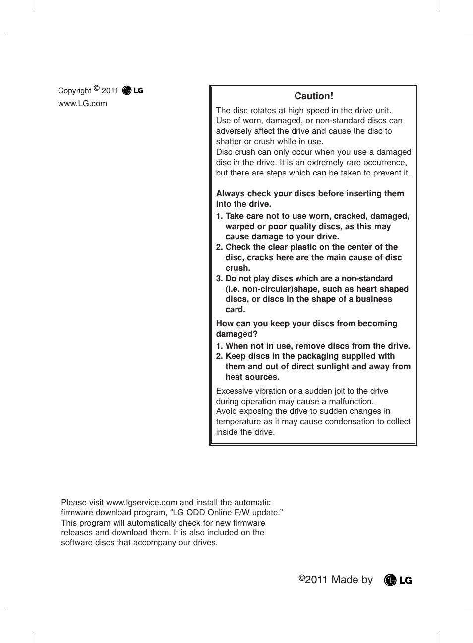 2011 made by | LG WH12LS38 User Manual | Page 15 / 15