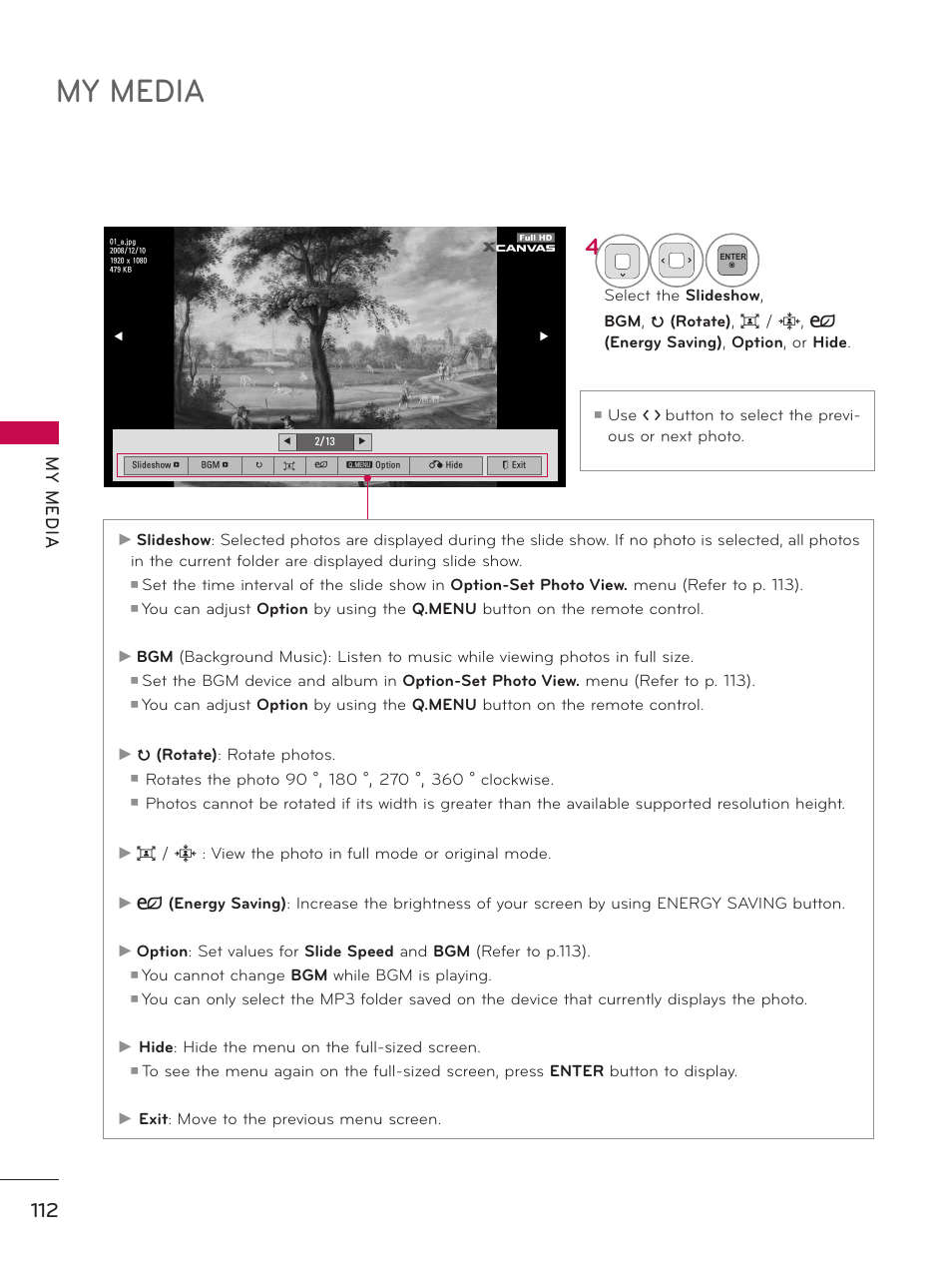 My media, My m ed ia | LG 50PZ550 User Manual | Page 112 / 206