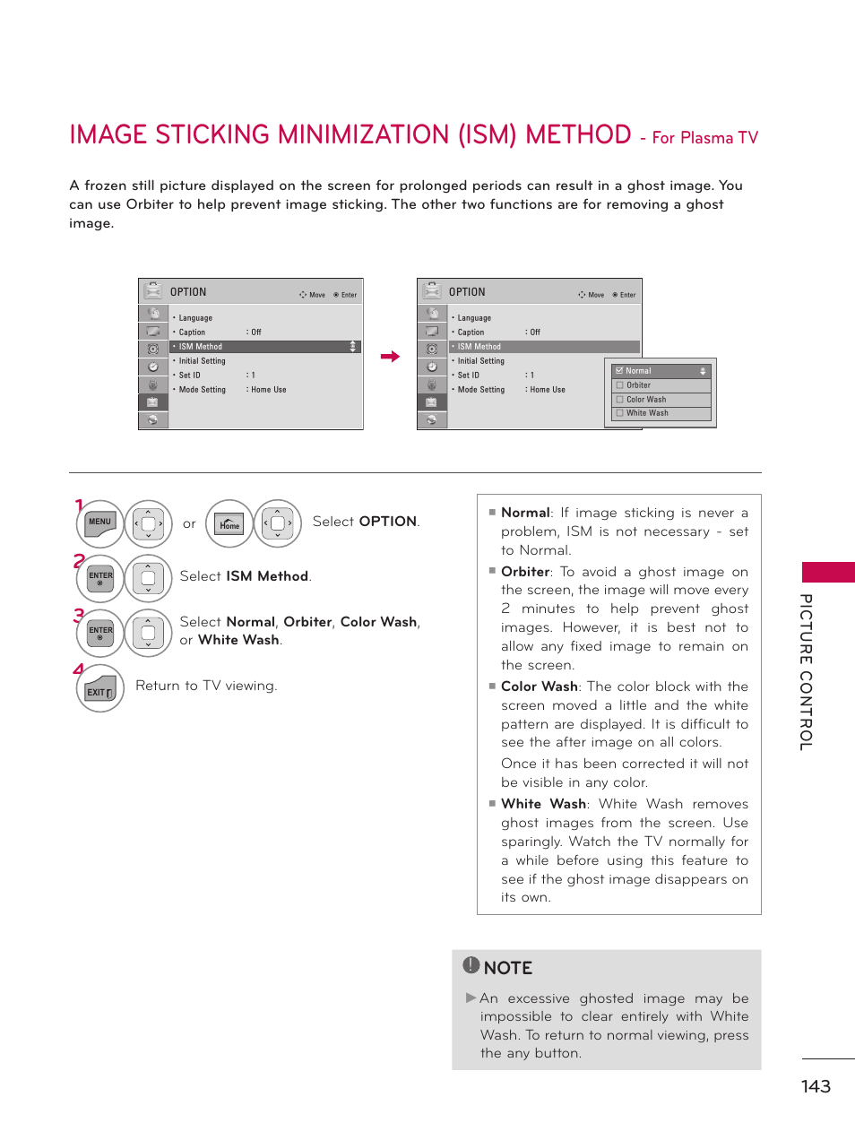 Image sticking minimization (ism) method, For plasma tv | LG 50PZ550 User Manual | Page 143 / 206