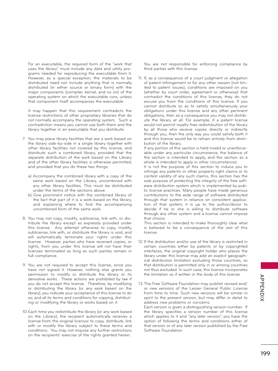 Ap p en d ix | LG 50PZ550 User Manual | Page 199 / 206