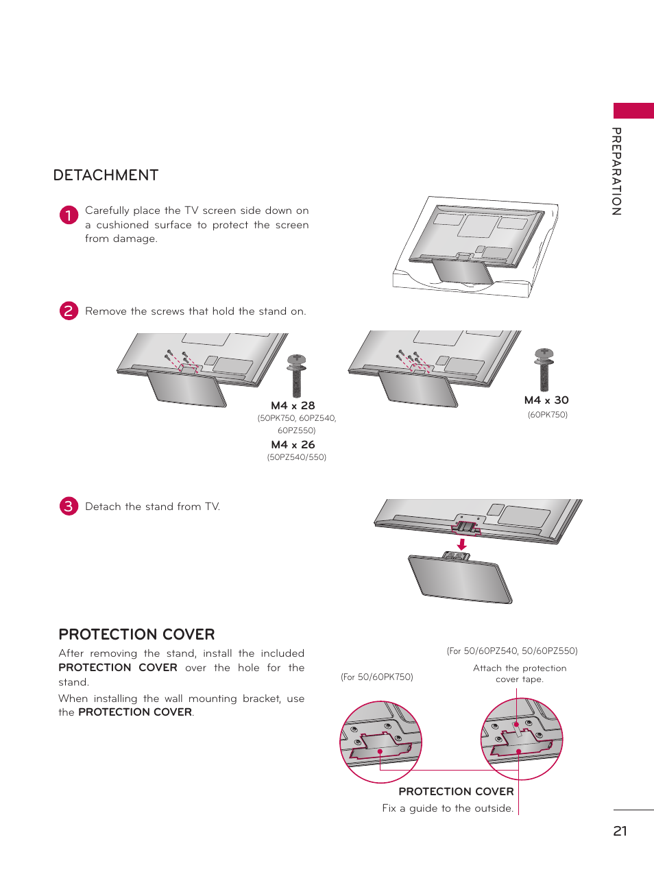 Detachment protection cover | LG 50PZ550 User Manual | Page 21 / 206