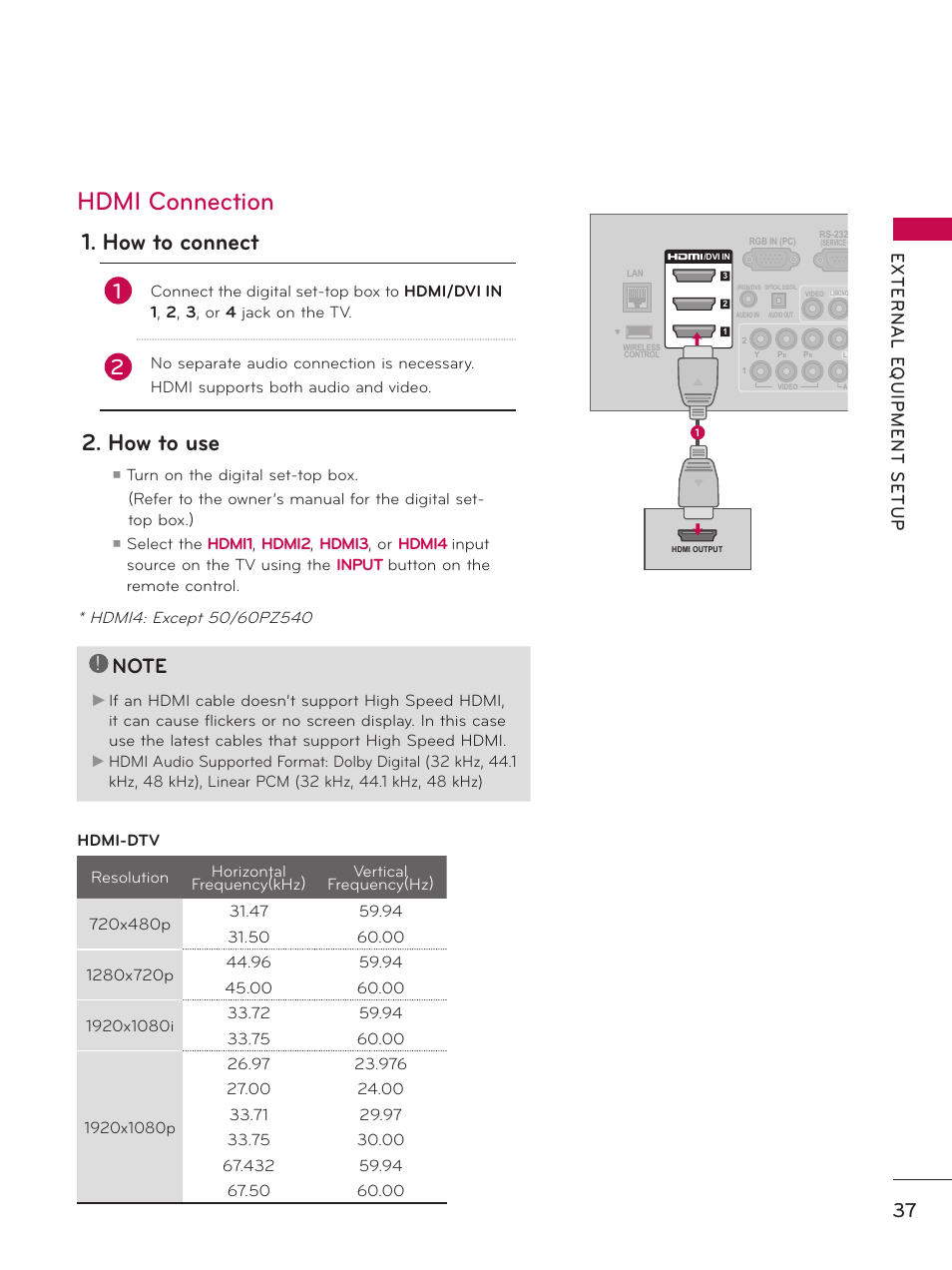 Hdmi connection, How to connect, How to use | LG 50PZ550 User Manual | Page 37 / 206