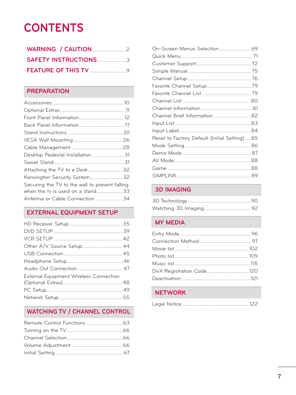 LG 50PZ550 User Manual | Page 7 / 206