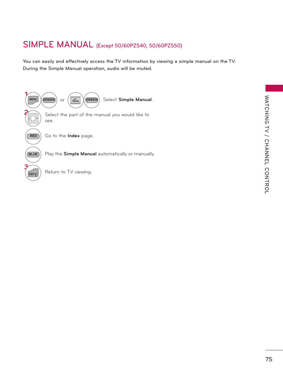 Simple manual | LG 50PZ550 User Manual | Page 75 / 206