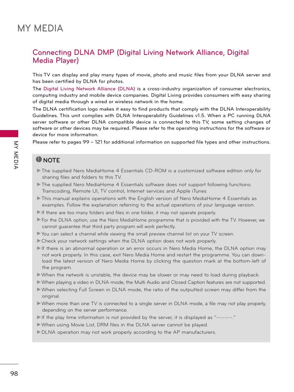 My media | LG 50PZ550 User Manual | Page 98 / 206