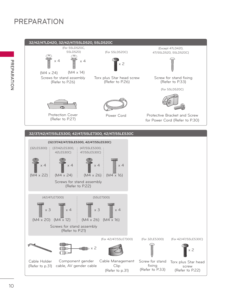 Preparation, Prep ara tion | LG 42LD520 User Manual | Page 10 / 172