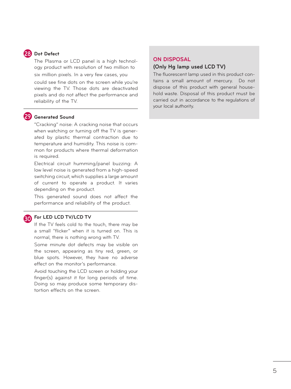 LG 42LD520 User Manual | Page 5 / 172