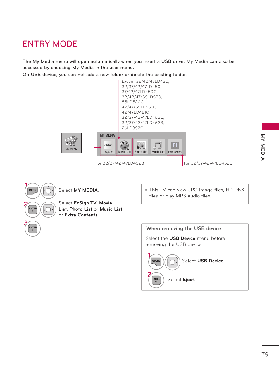 Entry mode | LG 42LD520 User Manual | Page 79 / 172