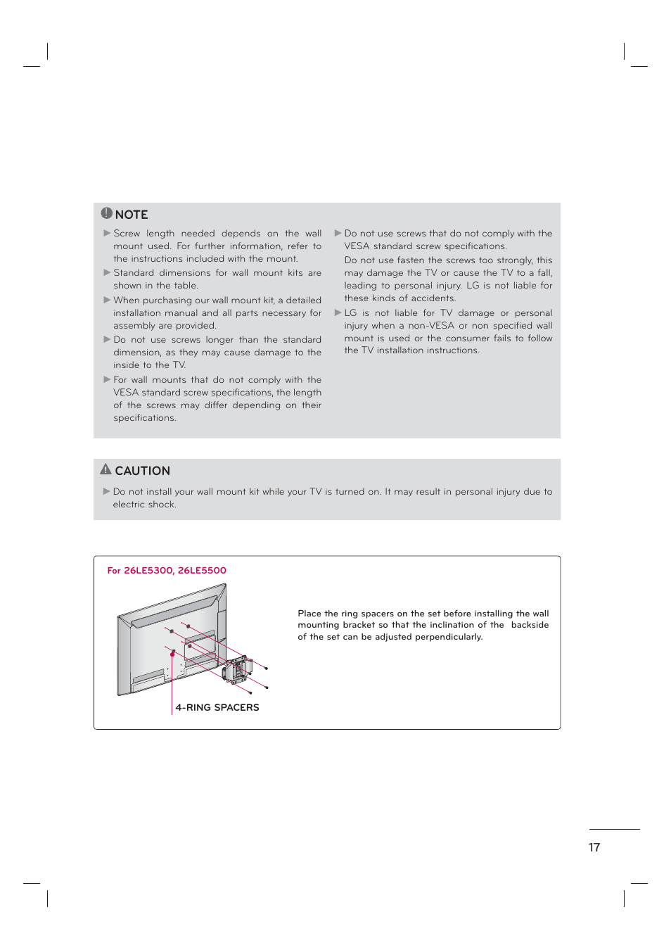 Caution | LG 55LE7300 User Manual | Page 19 / 38