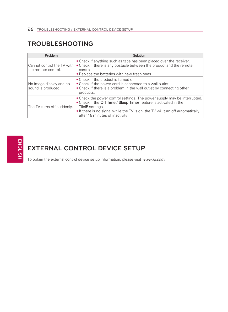 Child safety, Proper television placement matters, Troubleshooting | External control device setup, The consumer electronics industry cares, Tune in to safety, Wall or ceiling mount your television | LG 42LB5600 User Manual | Page 26 / 28