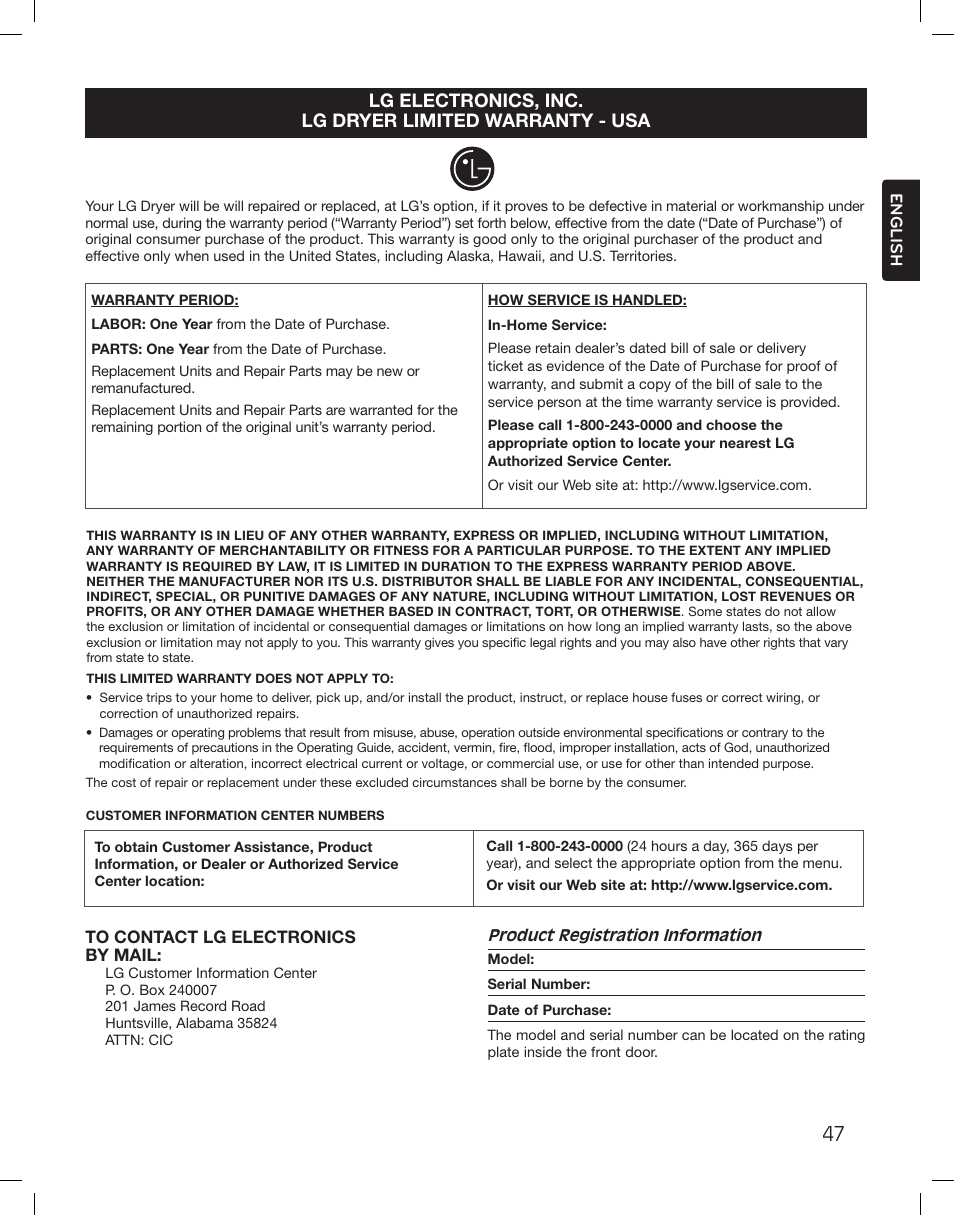 LG DLGX3361W User Manual | Page 47 / 144