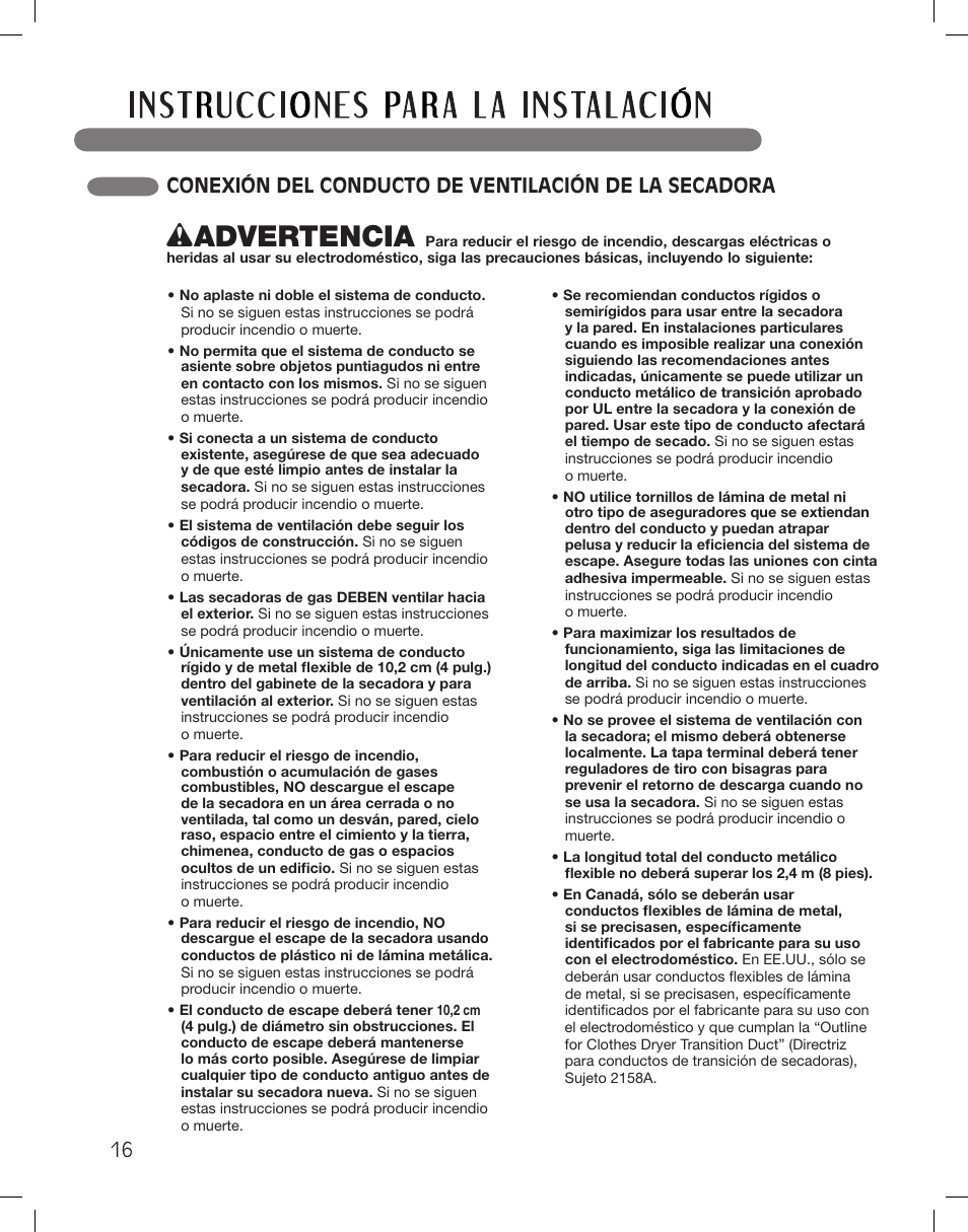 Wadvertencia | LG DLGX3361W User Manual | Page 64 / 144