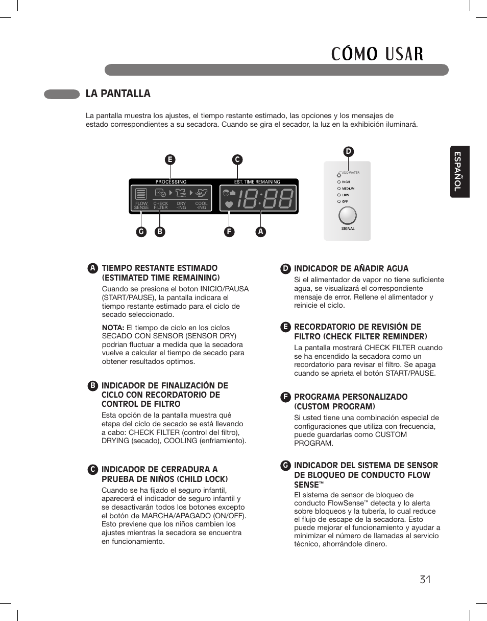 La pantalla | LG DLGX3361W User Manual | Page 79 / 144